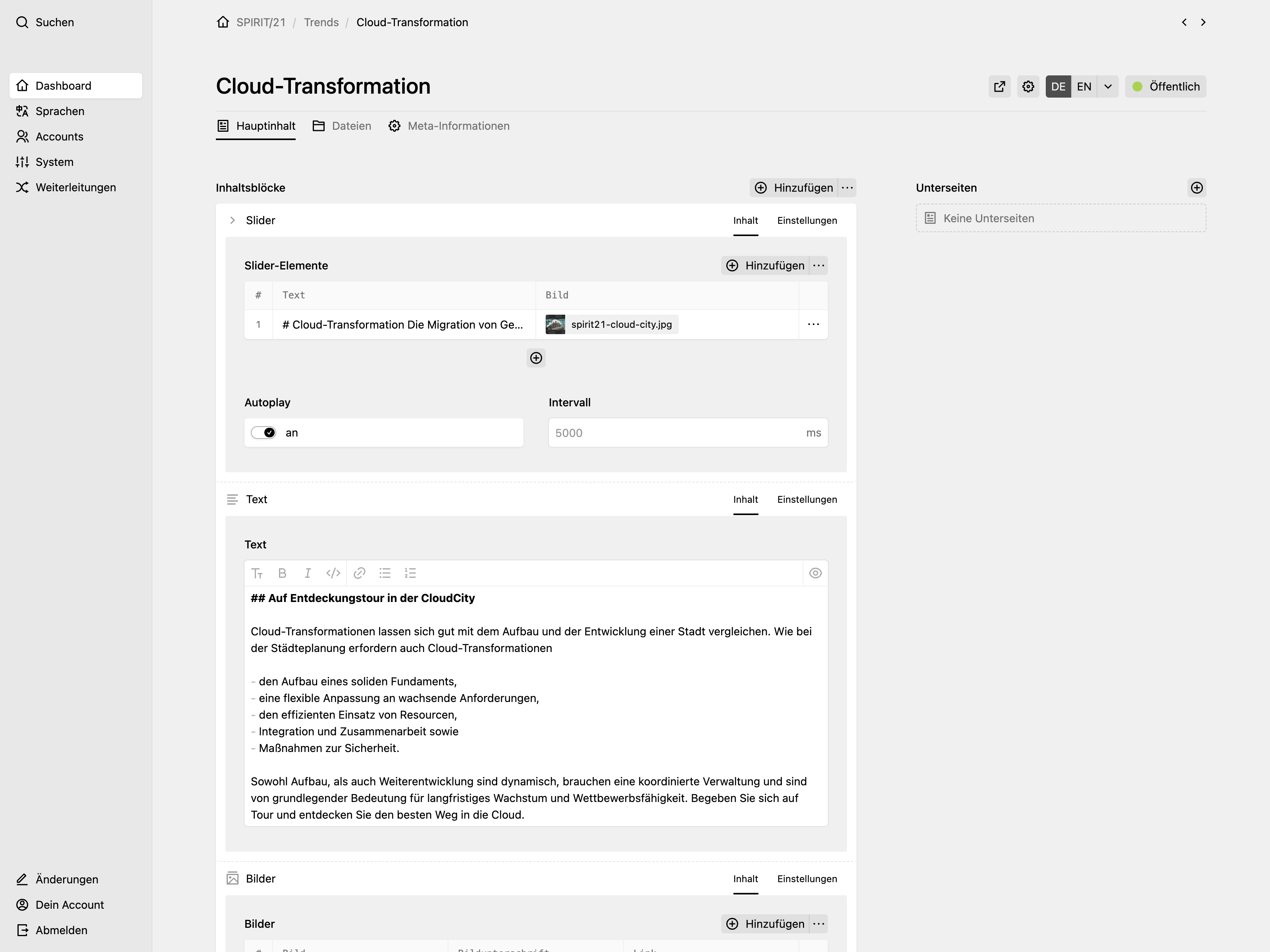 Panel screenshot of spirit21.com