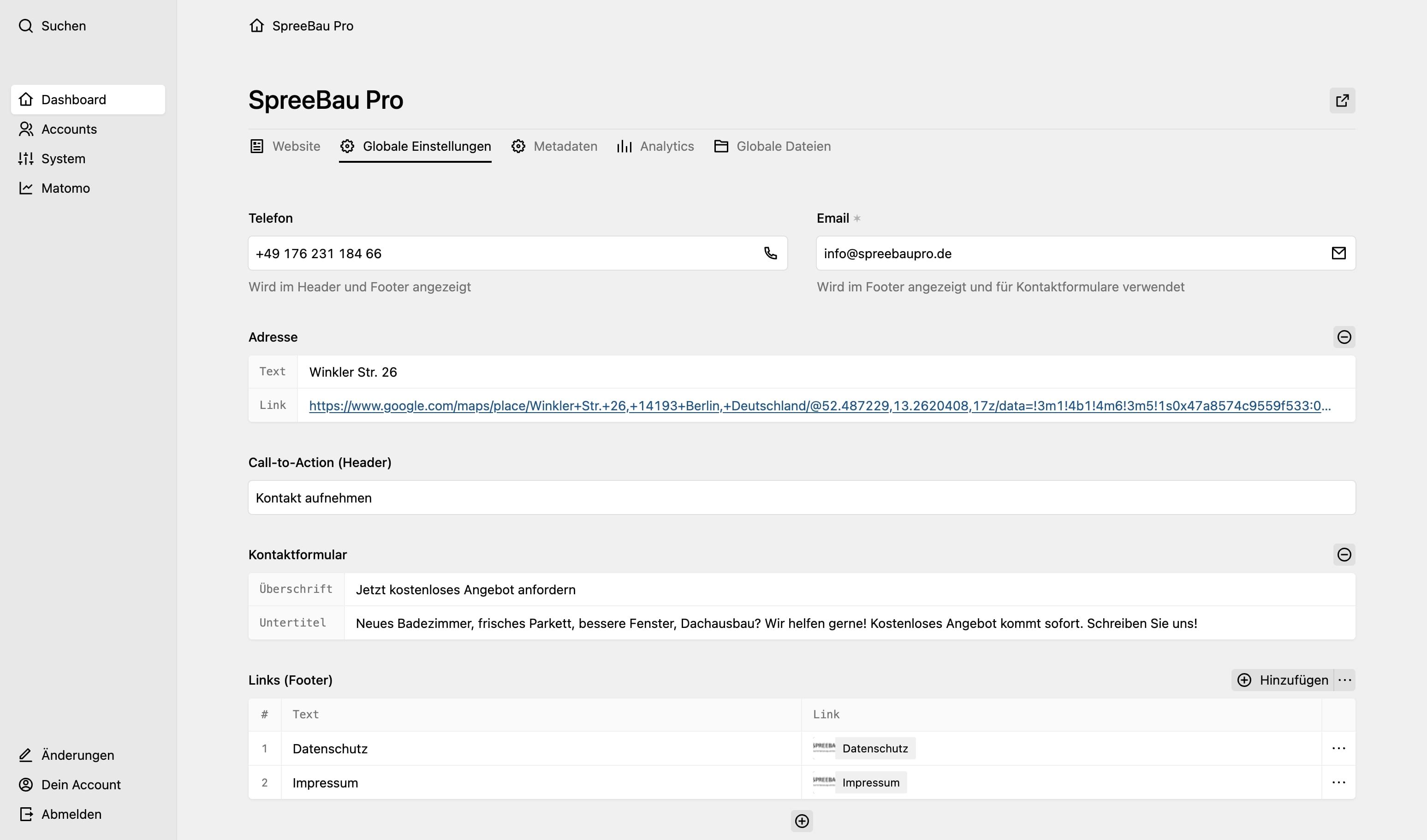 Panel screenshot of spreebaupro.de