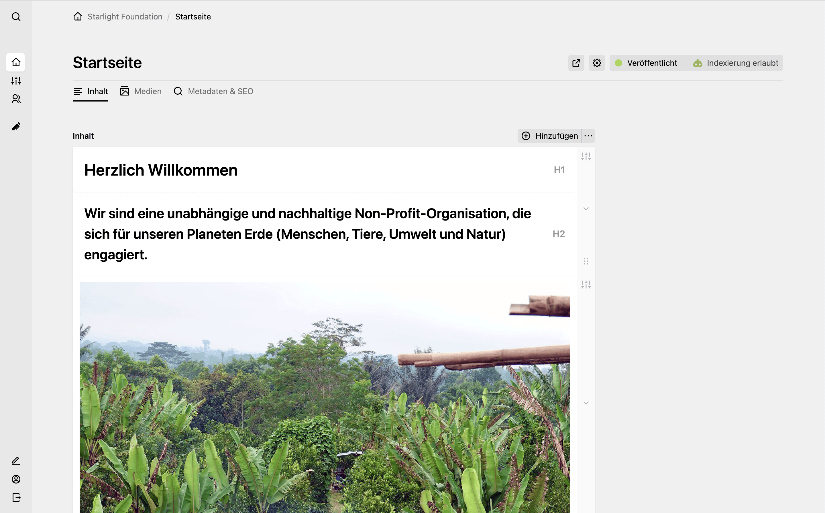 Panel screenshot of starlightfoundation.ch