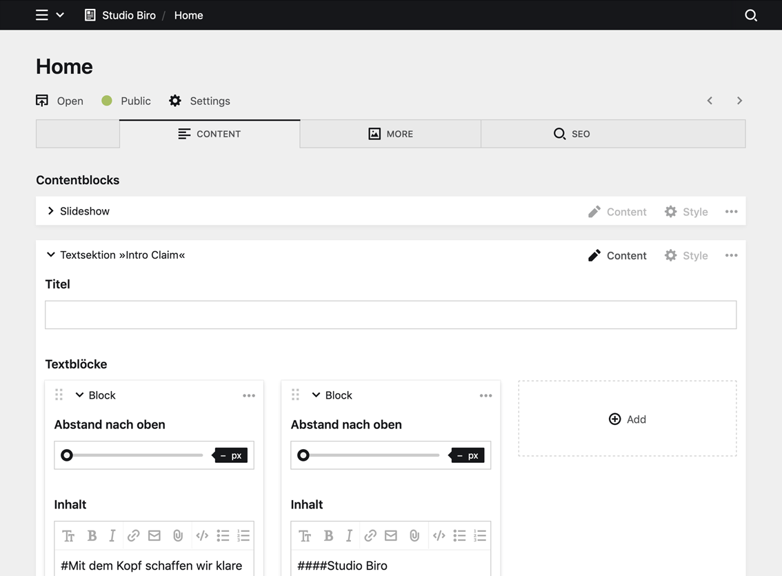 Panel screenshot of studio-biro.de