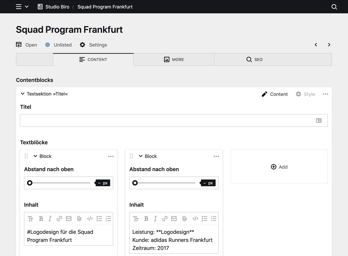 Panel screenshot of studio-biro.de