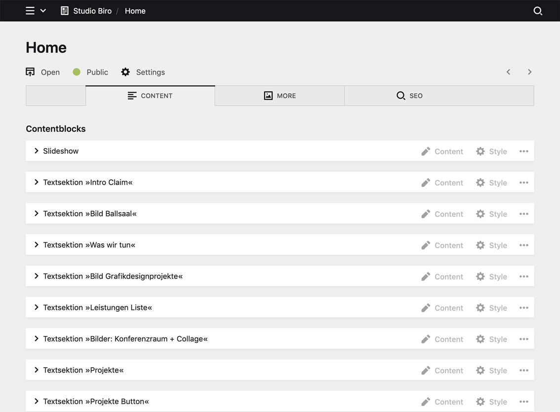 Panel screenshot of studio-biro.de