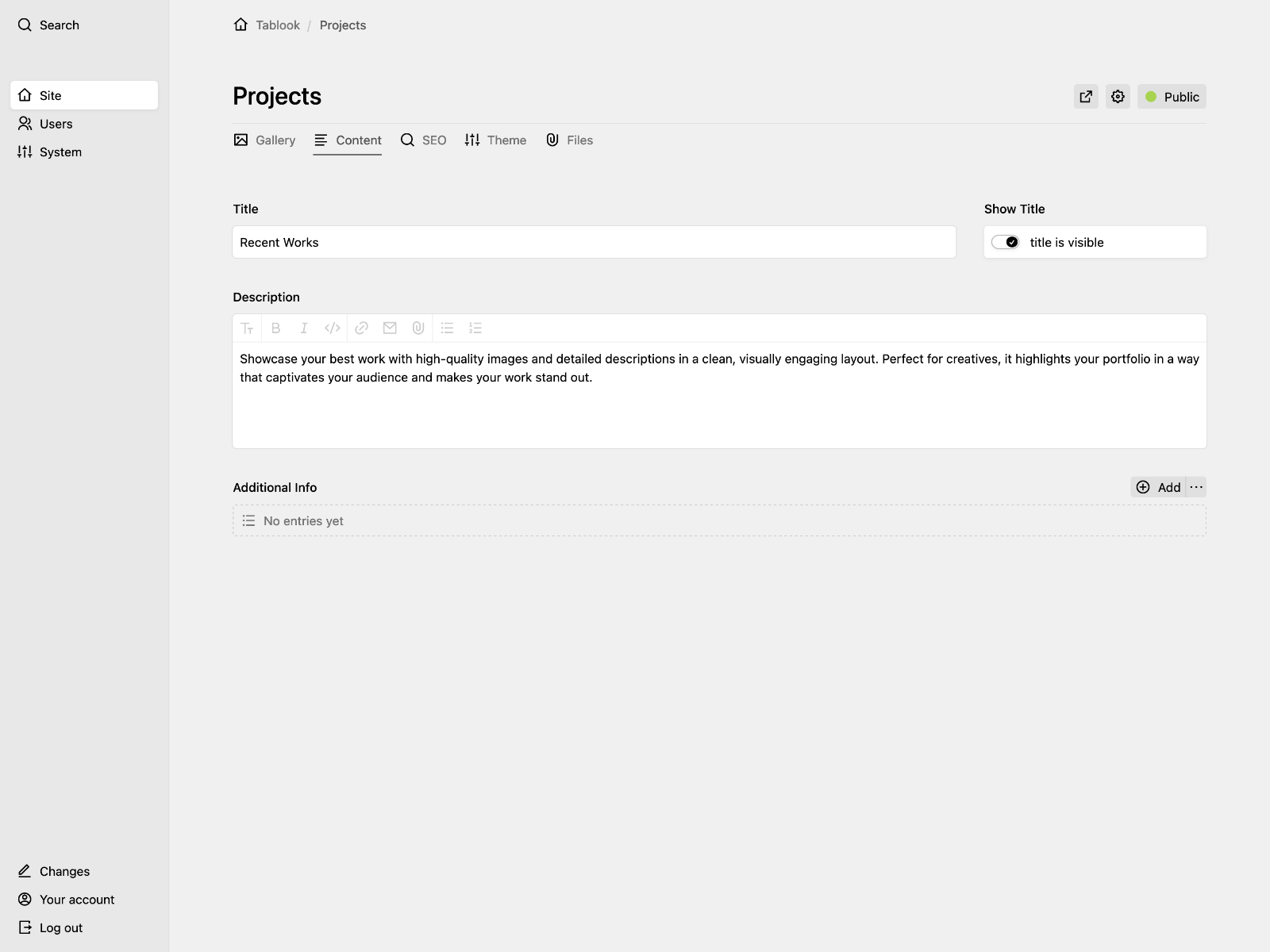 Panel screenshot of demo2.tablo.me