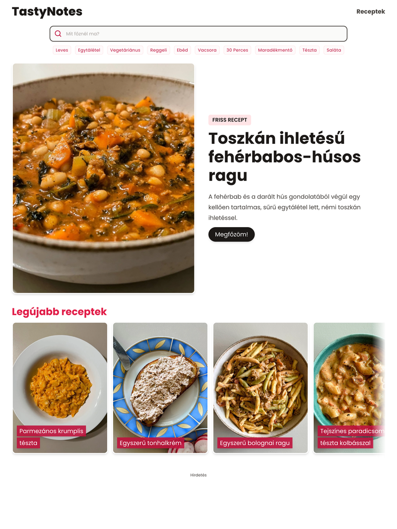 Screenshot of tastynotes.hu