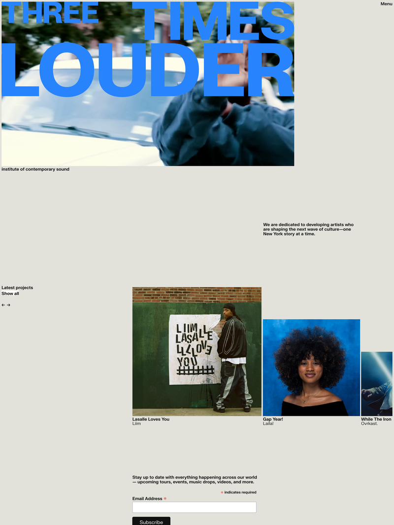 Screenshot of threetimeslouder.com