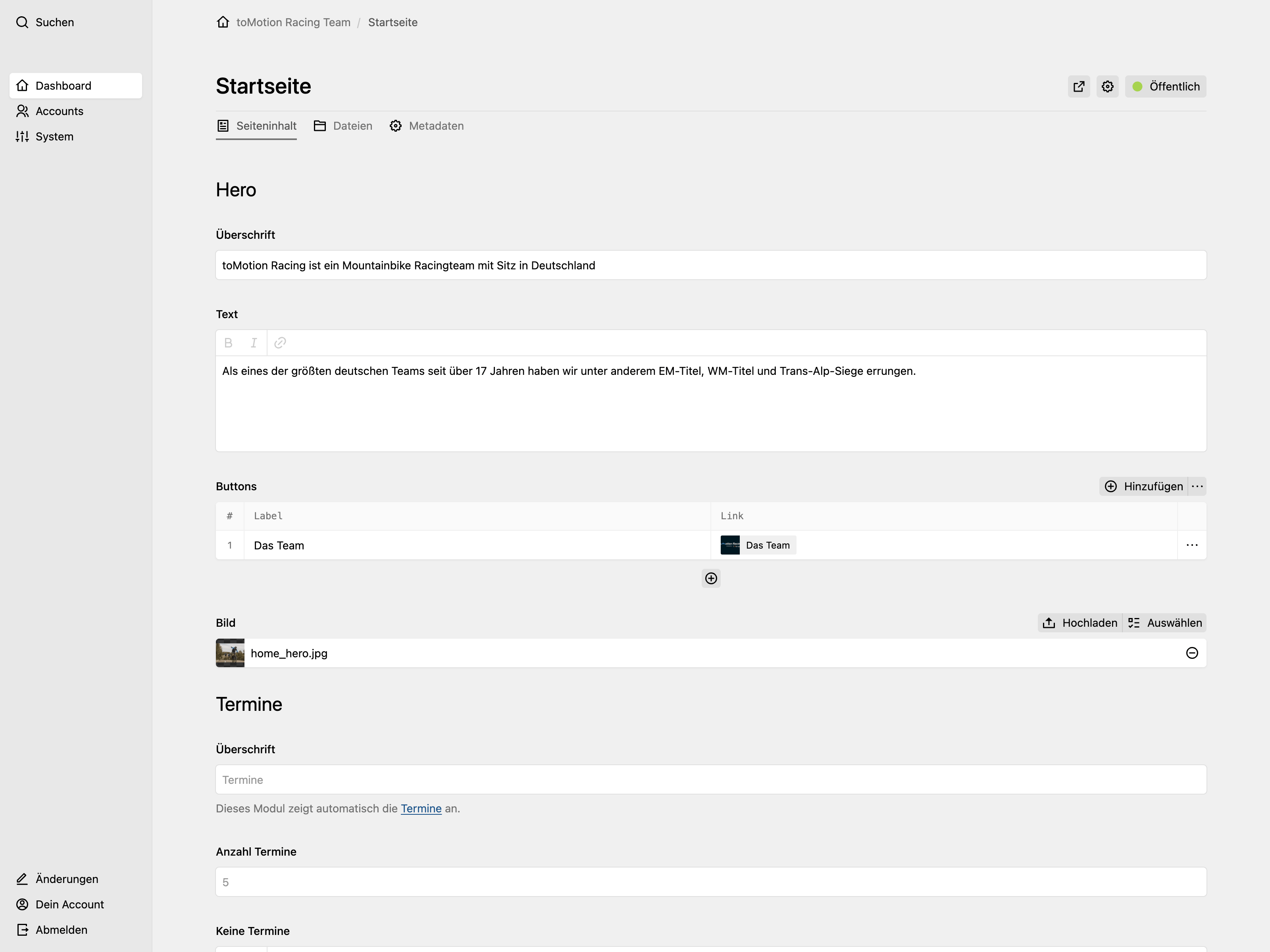 Panel screenshot of tomotion-racing.de