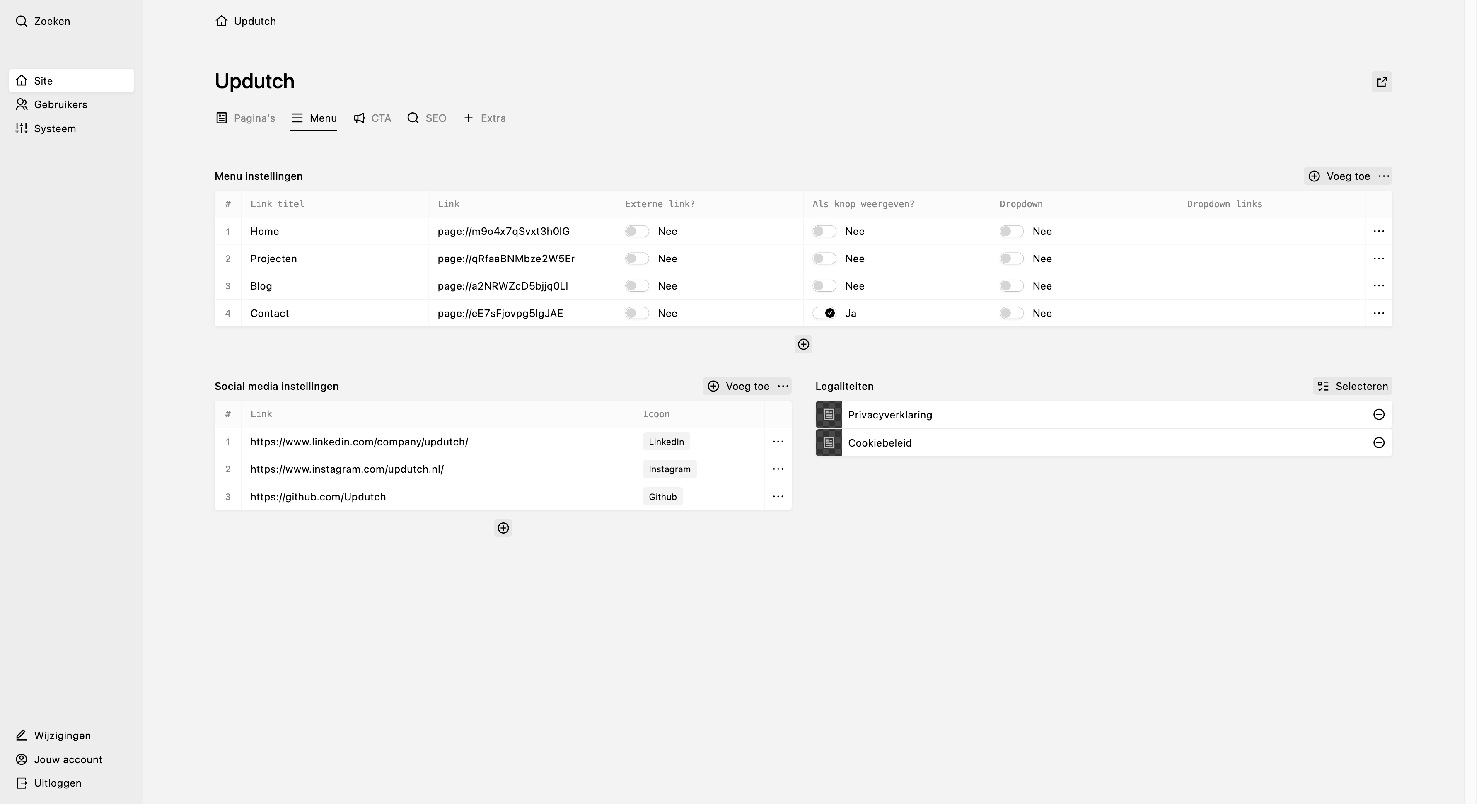 Panel screenshot of updutch.nl