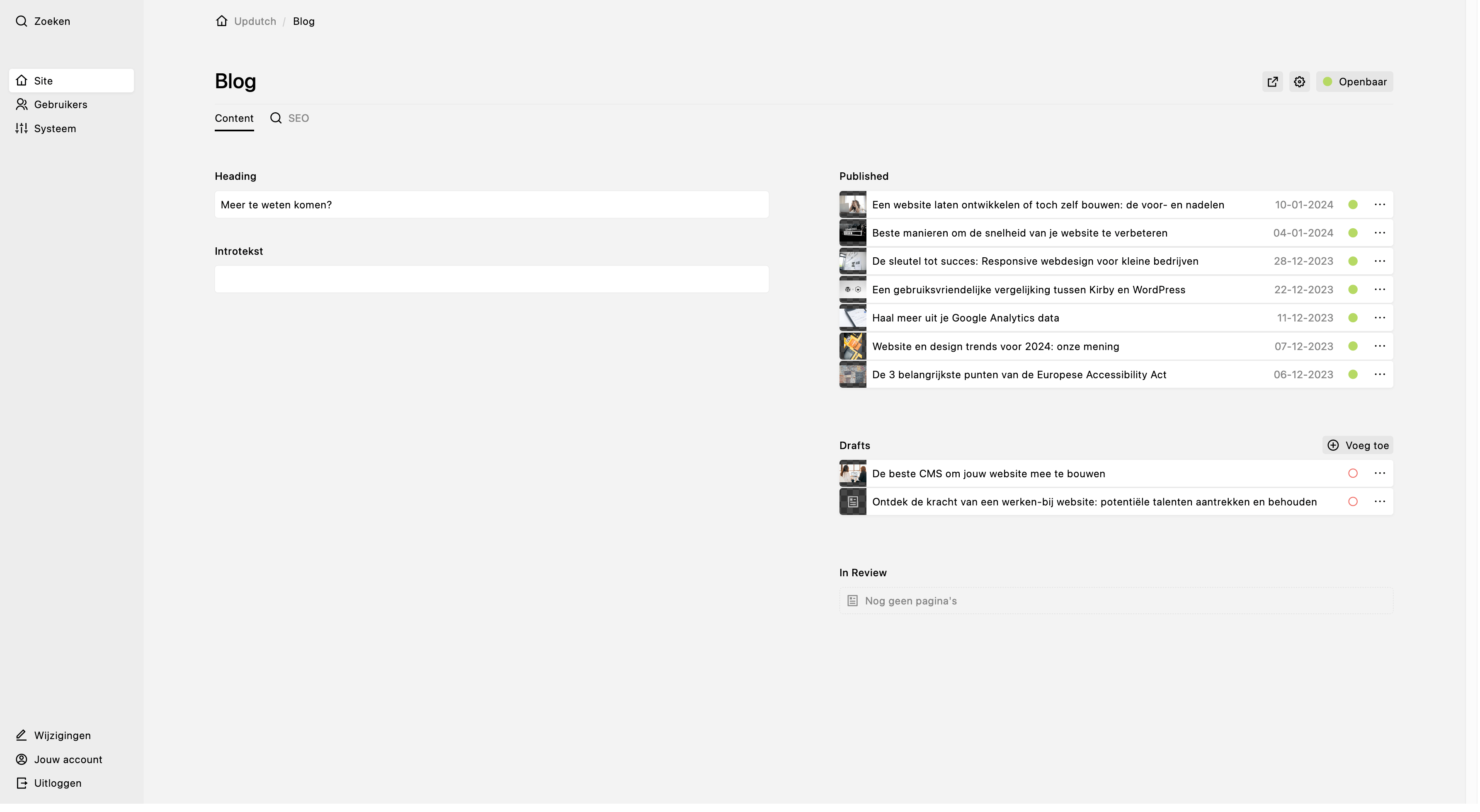 Panel screenshot of updutch.nl