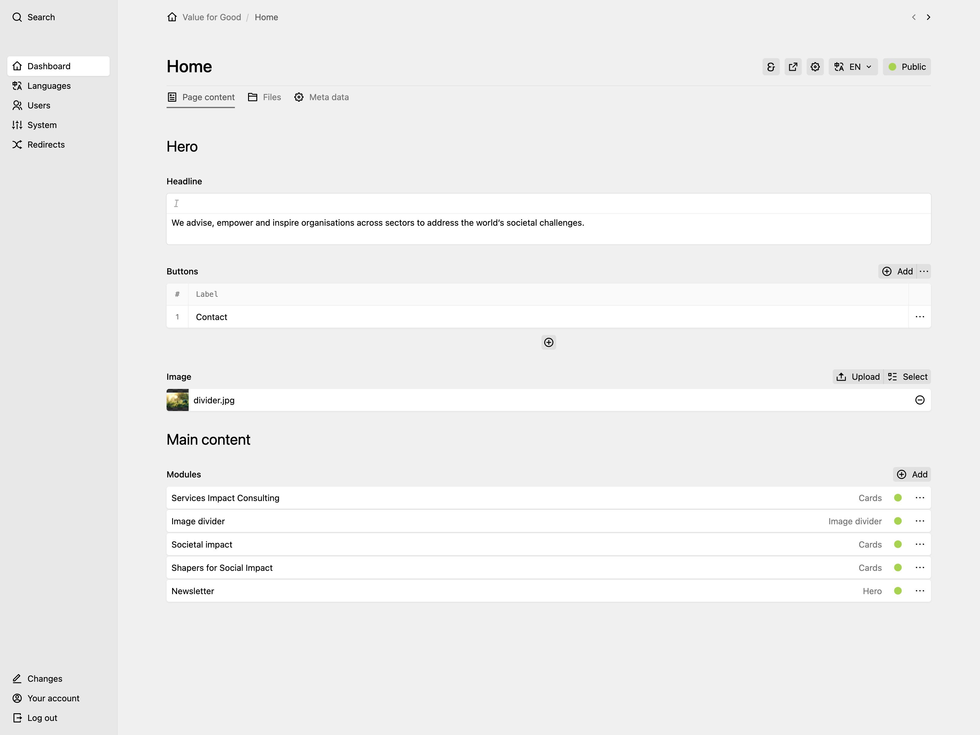 Panel screenshot of valueforgood.com
