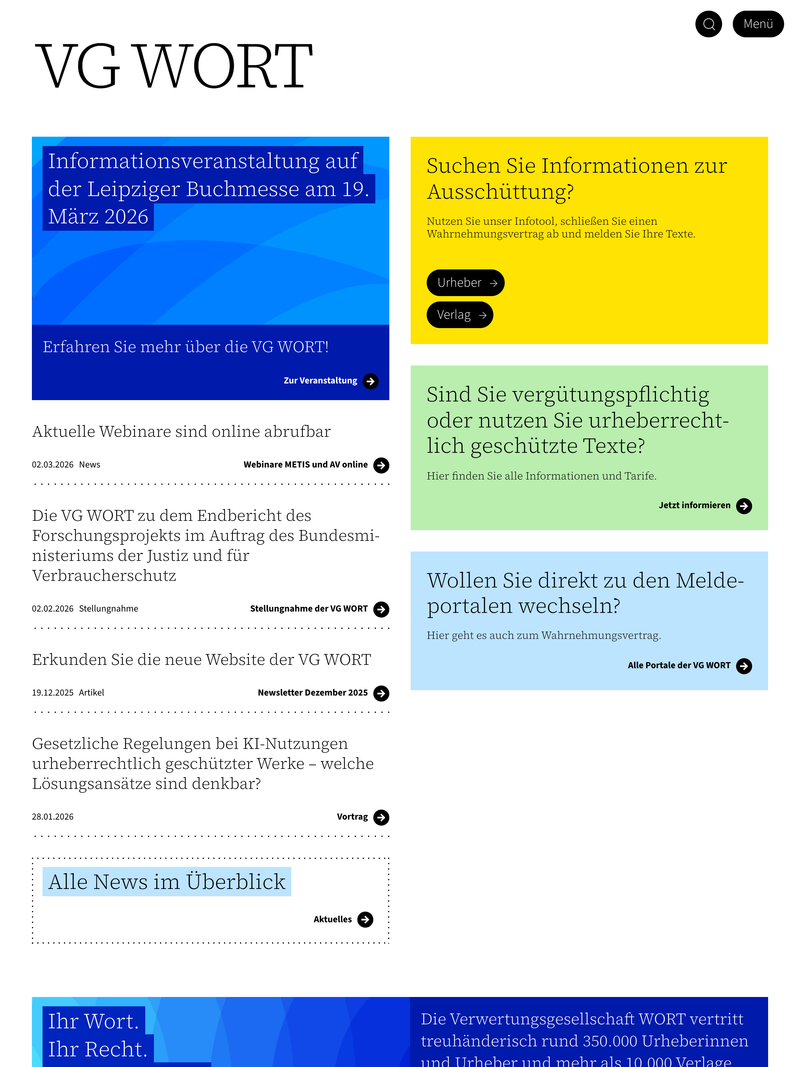 Screenshot of vgwort.de