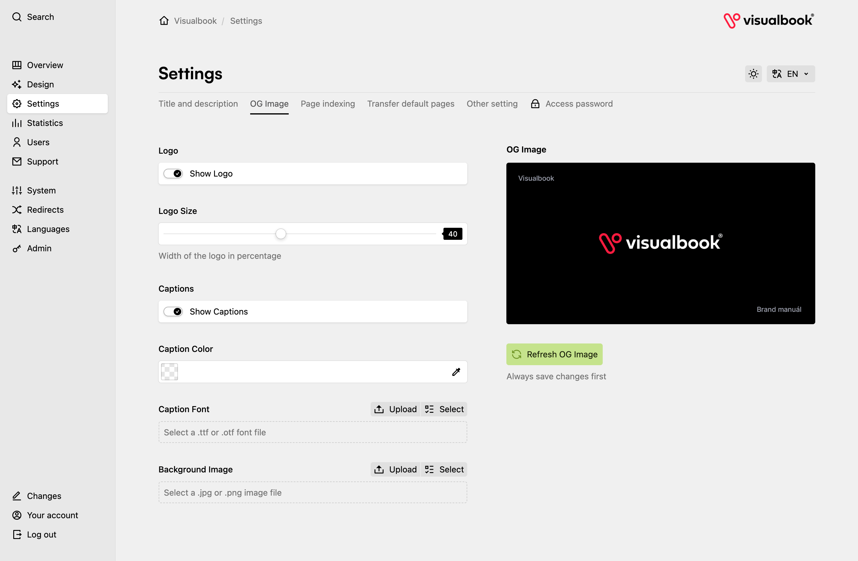 Panel screenshot of demo.visualbook.pro
