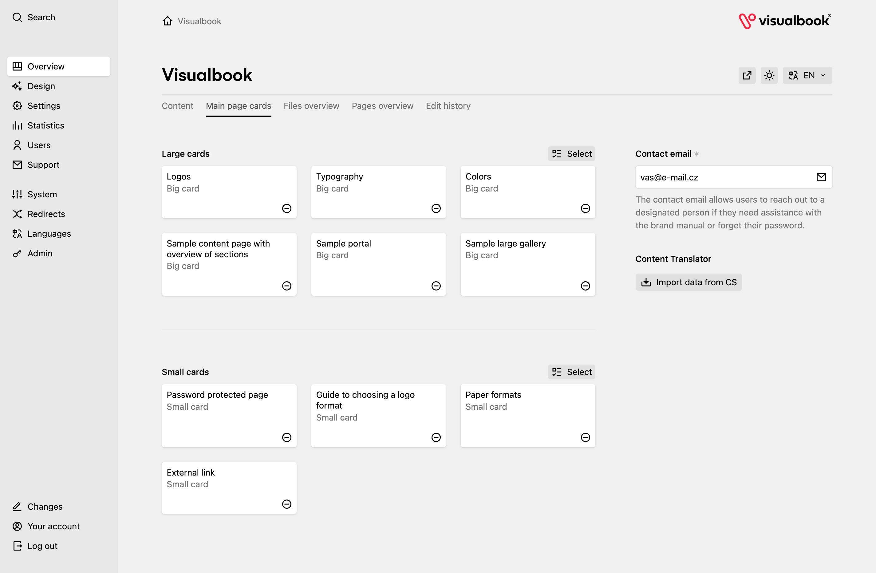Panel screenshot of demo.visualbook.pro