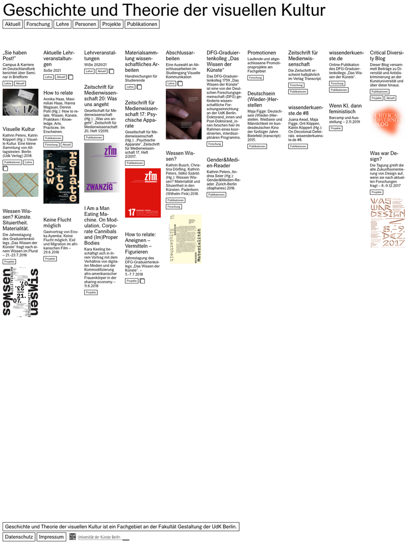 Screenshot of visuellekultur.udk-berlin.de