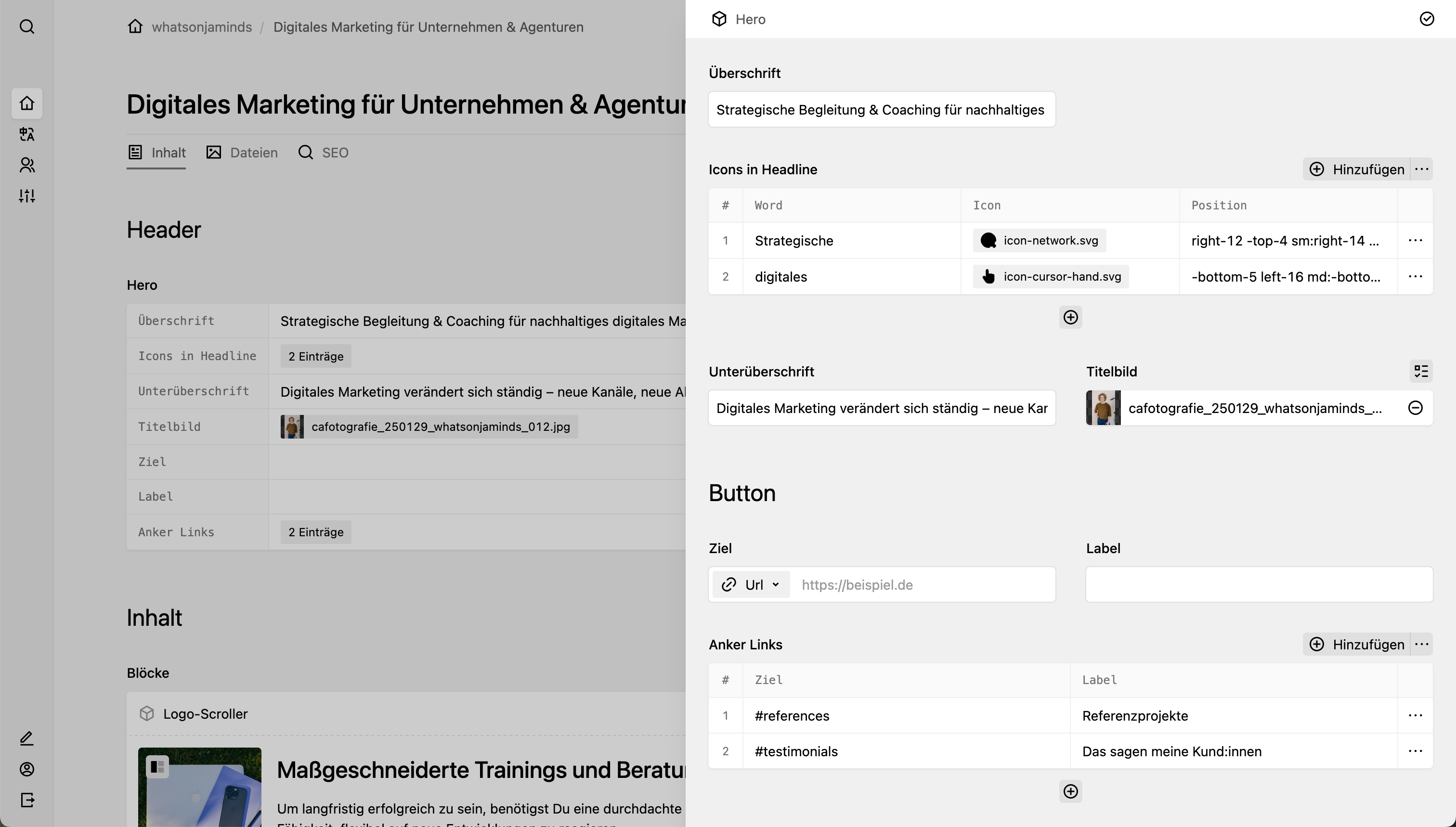 Panel screenshot of whatsonjaminds.de