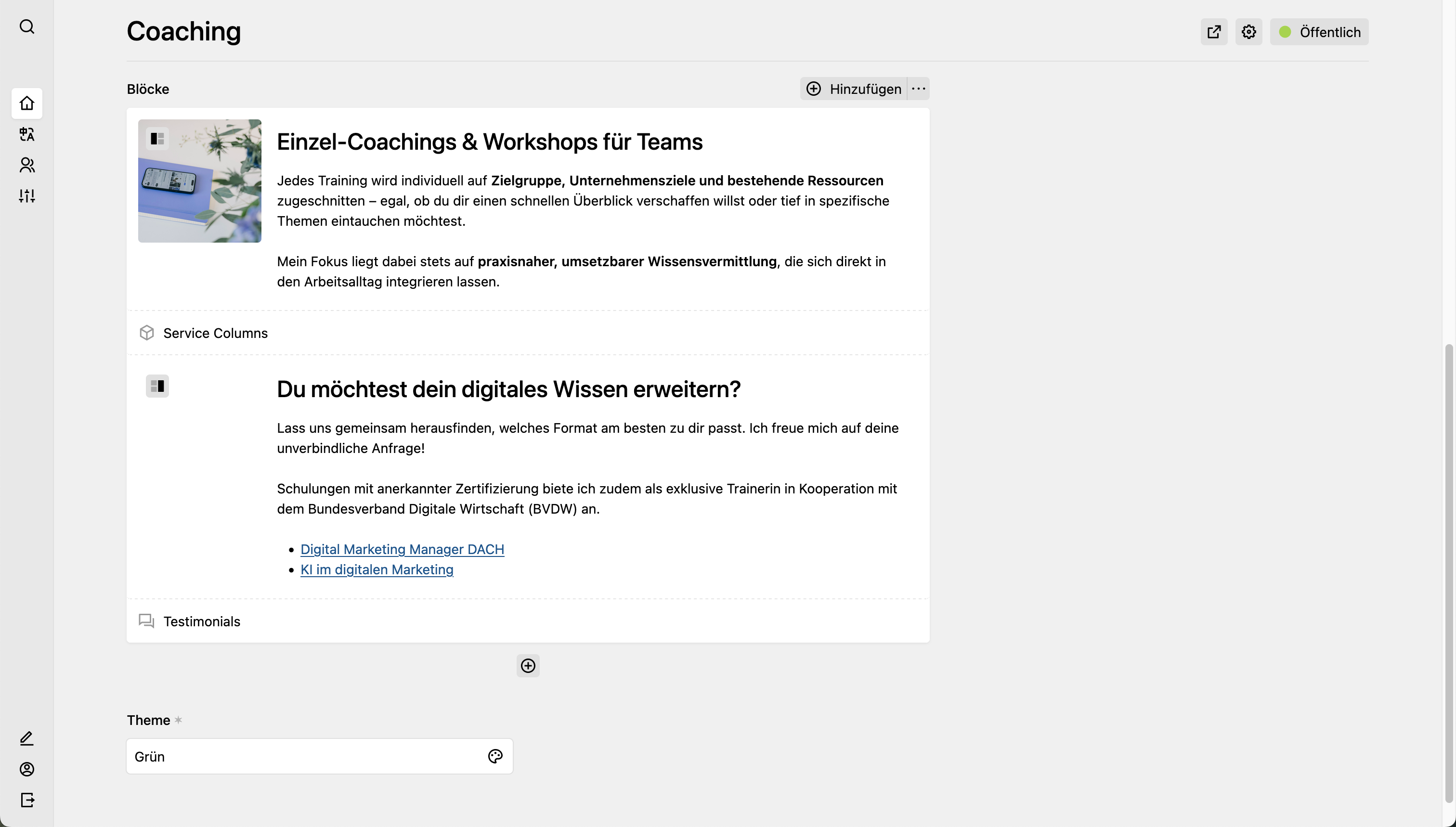 Panel screenshot of whatsonjaminds.de