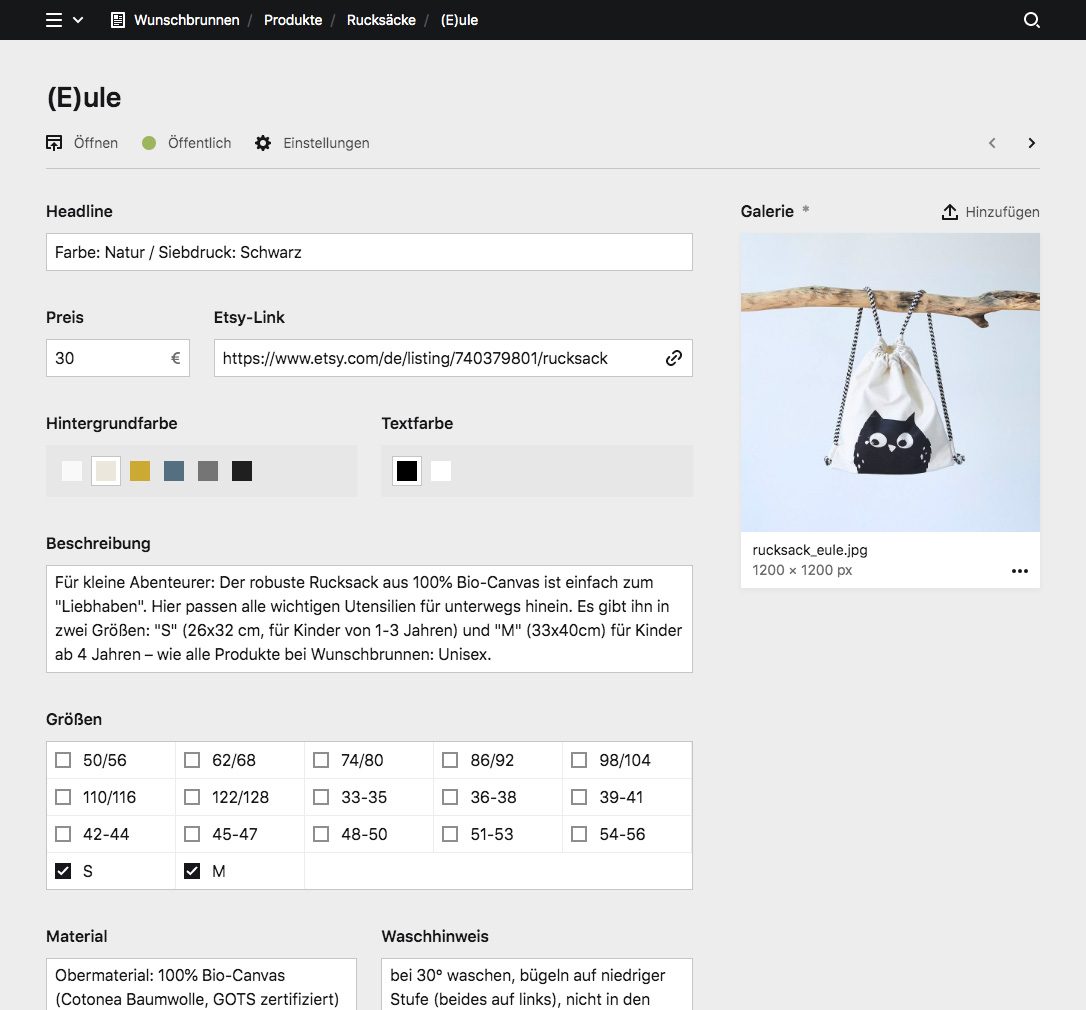 Panel screenshot of wunschbrunnen.org