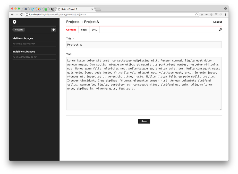 Forms in the first Panel version