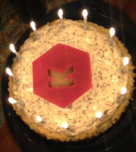 My wife made a Kirby birthday cake for the launch event