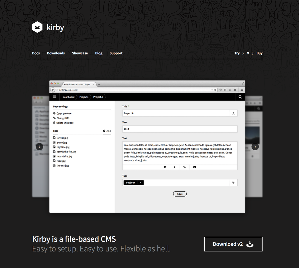 The new Kirby website, built by Sascha