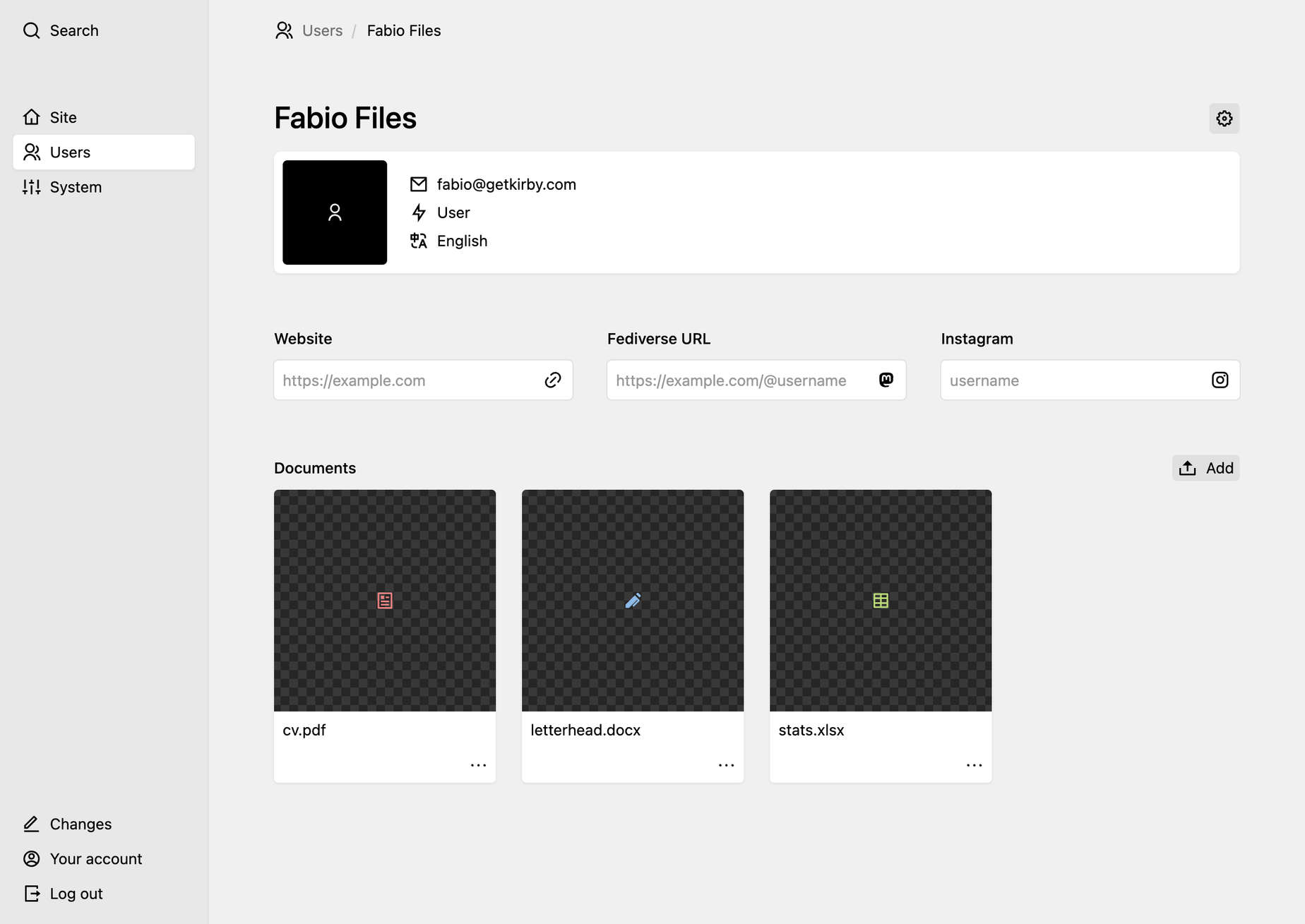 User blueprints | Kirby CMS