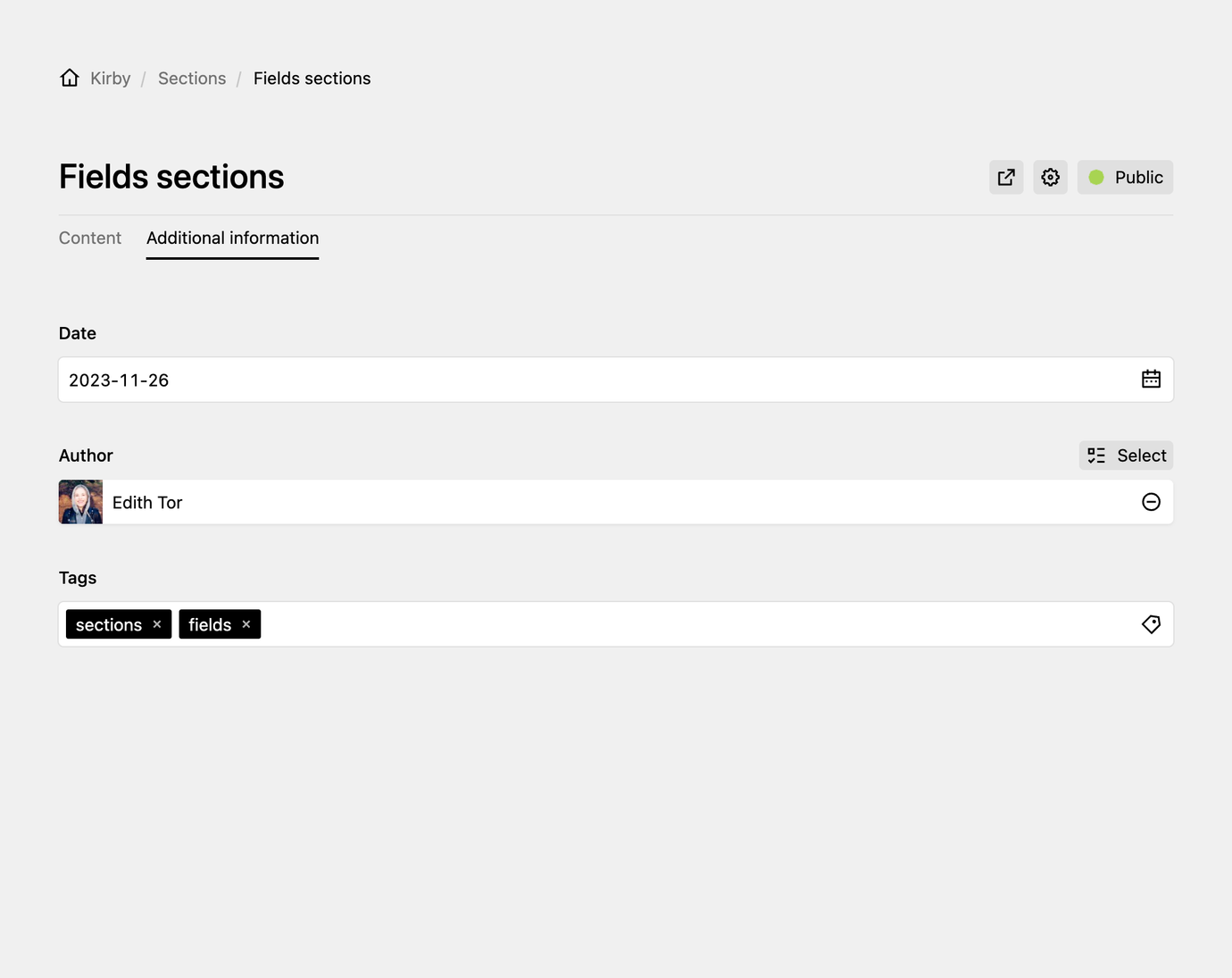 Fields section | Kirby CMS