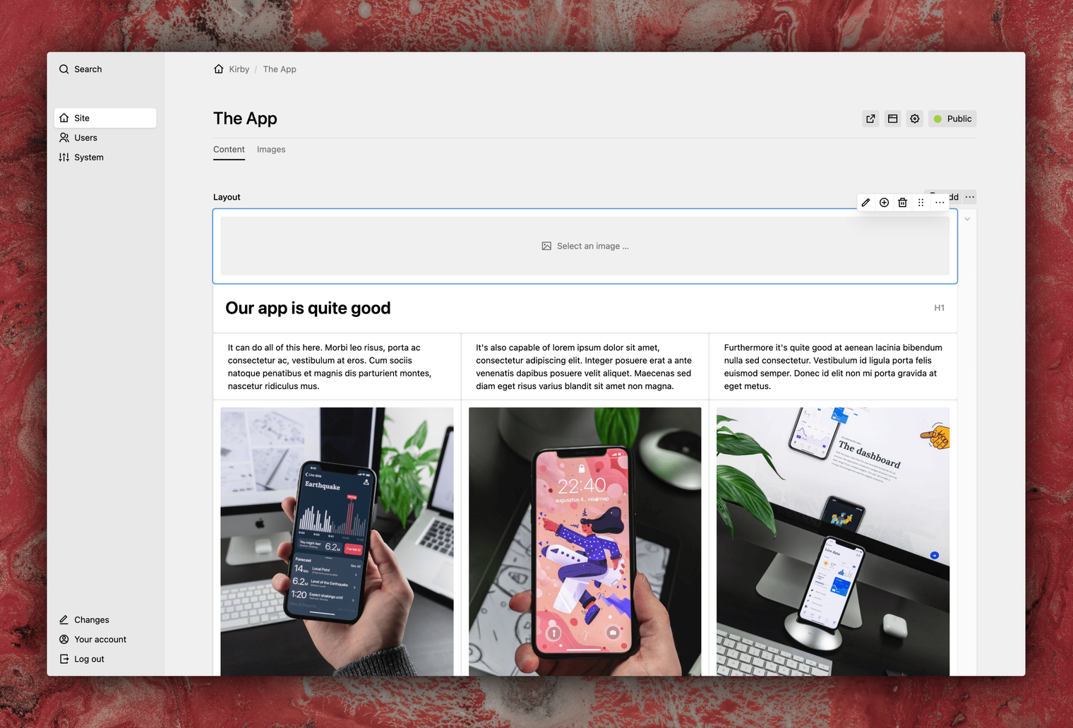 Panel screenshot for: Your microsite
