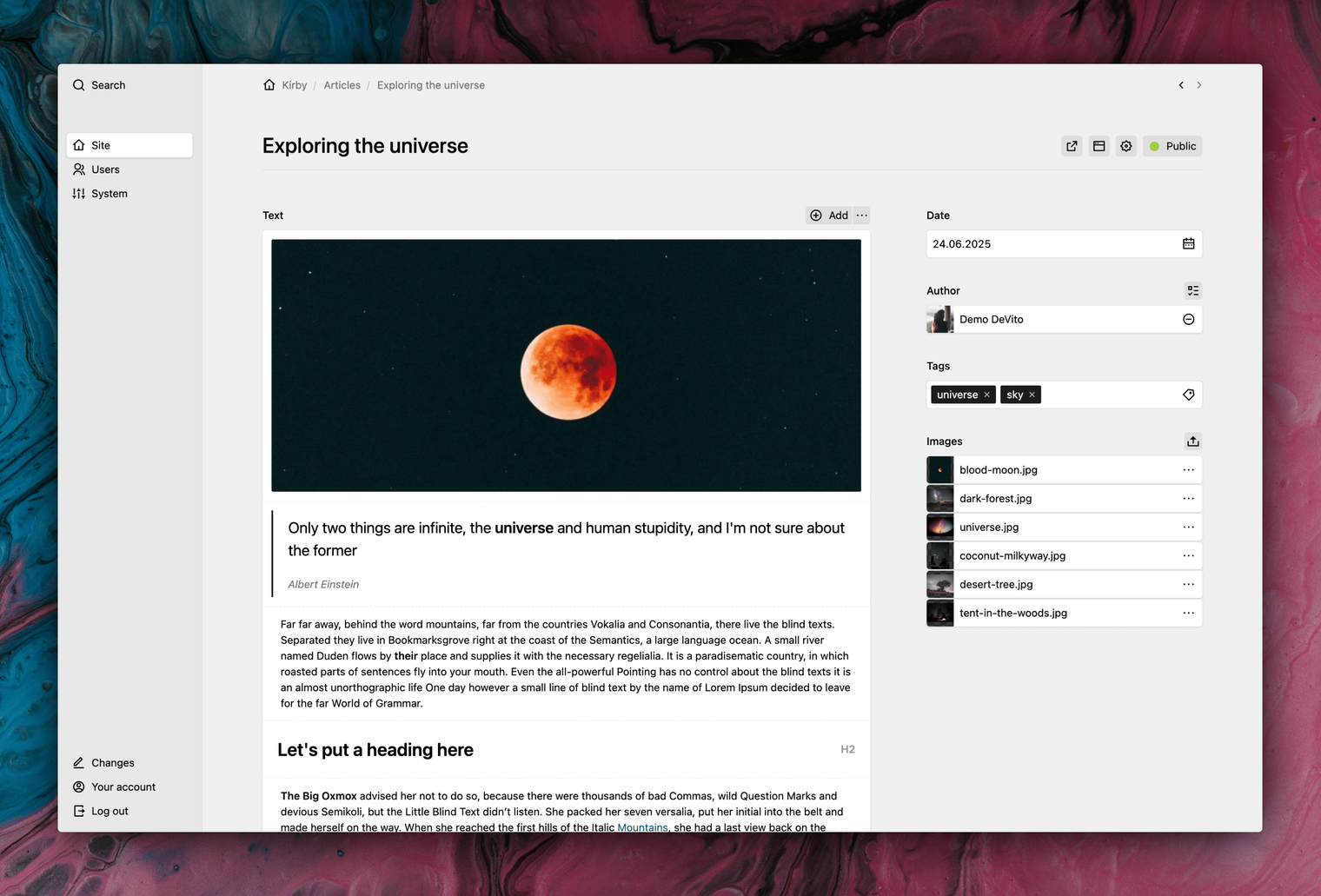 Panel screenshot for: Your writing