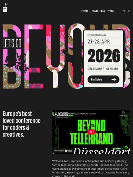 Screenshot of the Beyond Tellerrand website