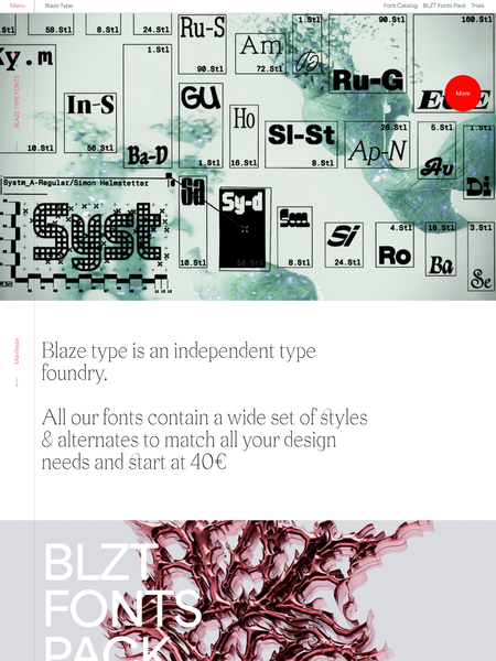 Screenshot of the Blaze Type website