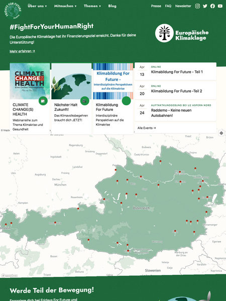 Screenshot of the Fridays For Future Austria website