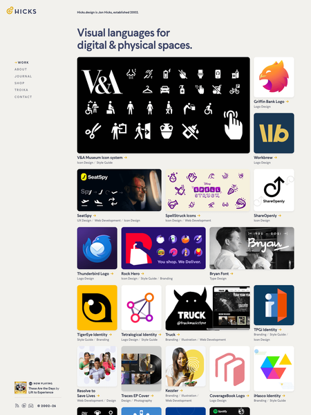 Screenshot of the Jon Hicks website