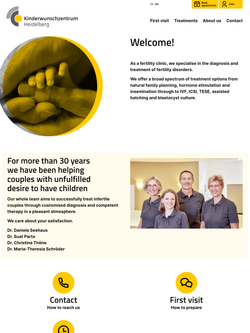 Screenshot of the Kinderwunsch&shy;zentrum Heidelberg website