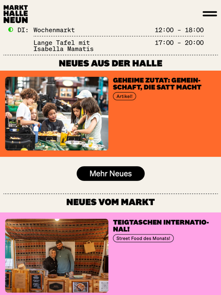 Screenshot of the Markthalle Neun website