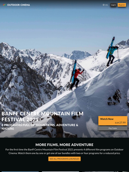 Screenshot of the Outdoor Cinema website