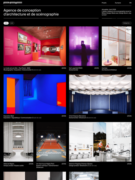 Screenshot of the Paf atelier website