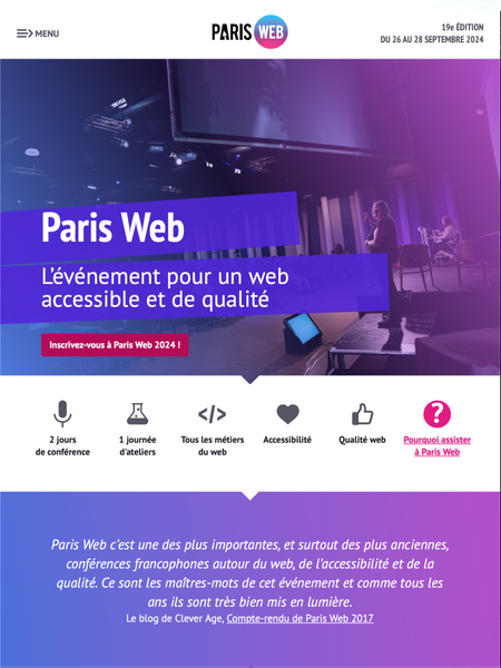 Screenshot of the Paris Web website