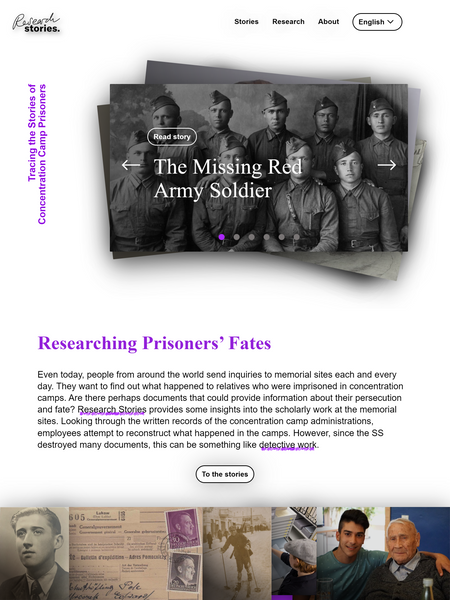 Screenshot of the Research Stories website