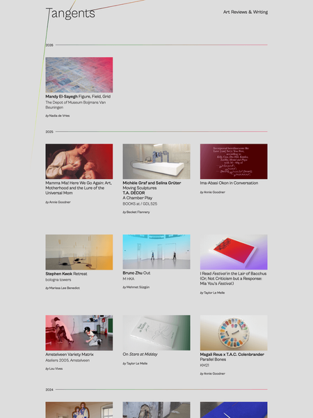 Screenshot of the Tangents website