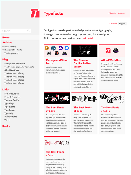 Screenshot of the Typefacts website