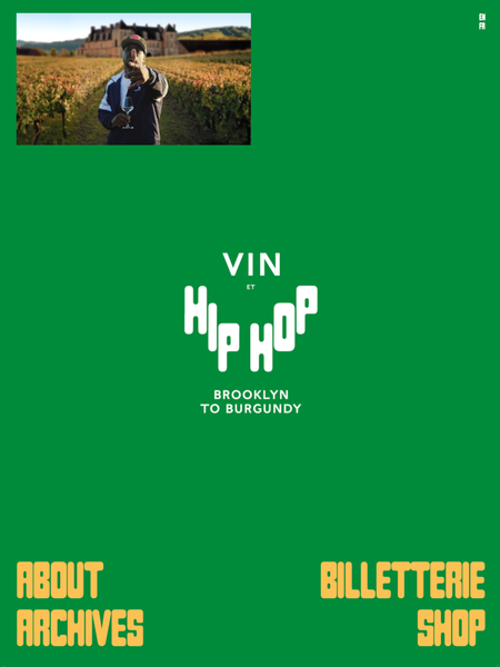 Screenshot of the Vin et Hip Hop website