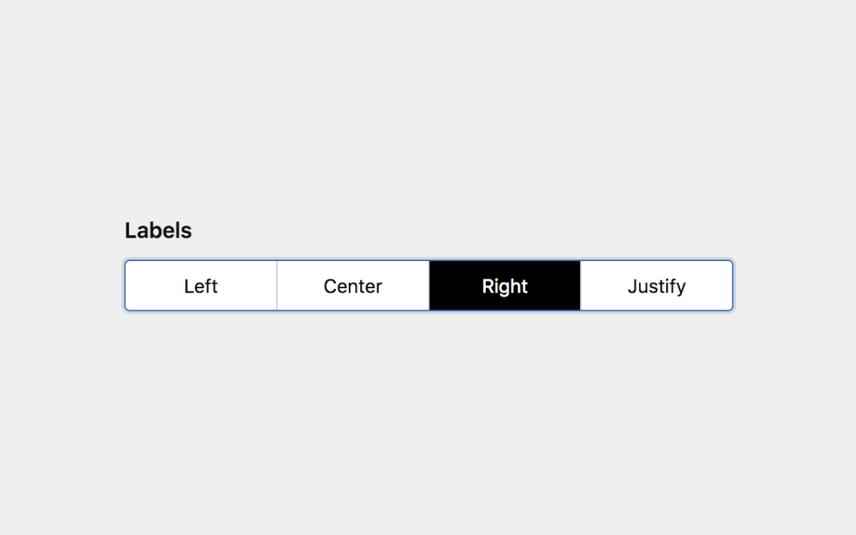 The toggles field with four text buttons for text alignment