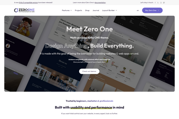 Screenshot of the Zero One theme