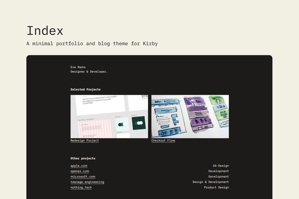 Screenshot of the Index theme