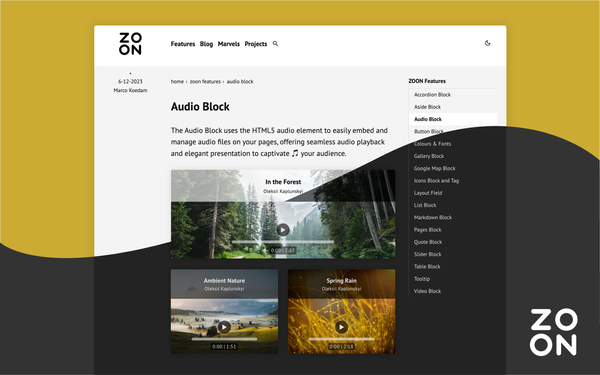 Screenshot of the Zoon theme