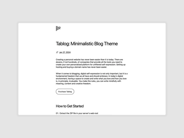 Screenshot of the Tablog theme