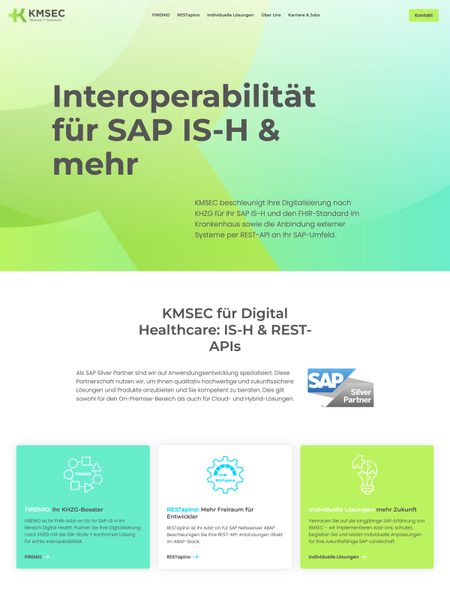 Screenshot of the kmsec.de website