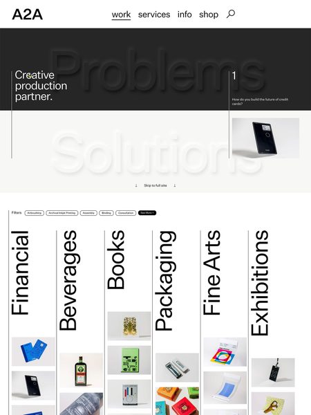 Screenshot of the a2a.com website