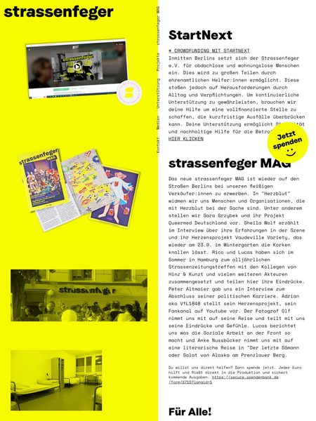 Screenshot of the strassenfeger.org website