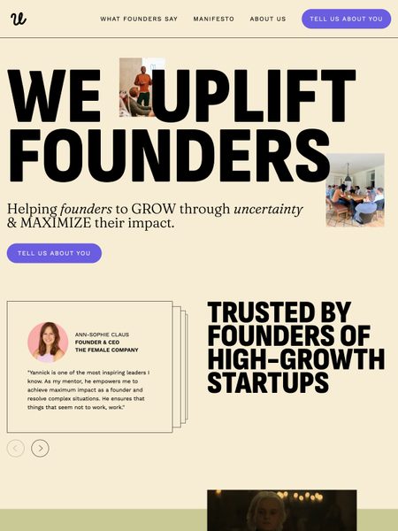 Screenshot of the upliftfounders.com website