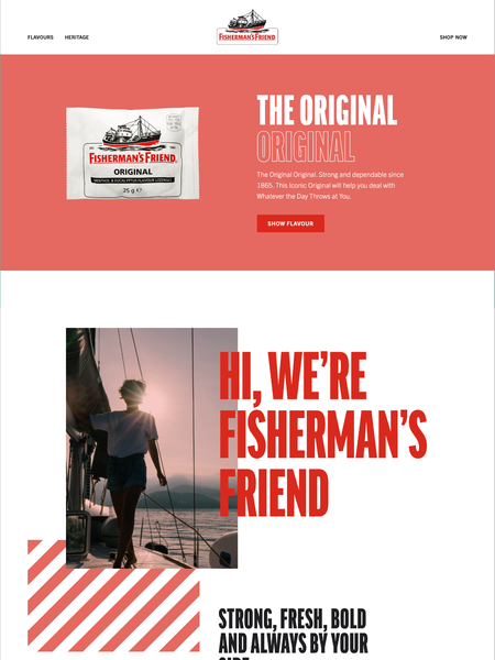 Screenshot of the fishermansfriend.com website
